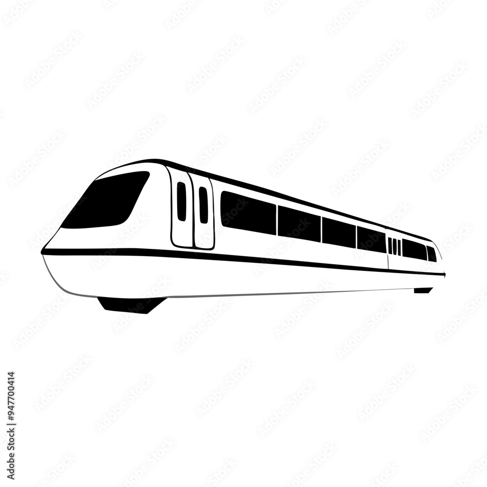 Sleek and modern high-speed train illustration, perfect for transportation, travel, and technology designs Sleek and modern high-speed train illustration, perfect for transportation, travel, and technology designs
