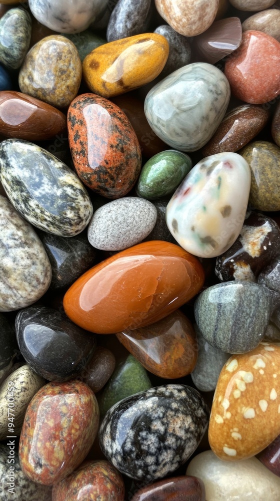 A Beautiful Collection of Colorful Pebbles and Stones Perfect for a Decorative Background A Beautiful Collection of Colorful Pebbles and Stones Perfect for a Decorative Background