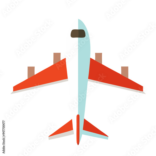 top down view of red and blue aeroplane on transparent background