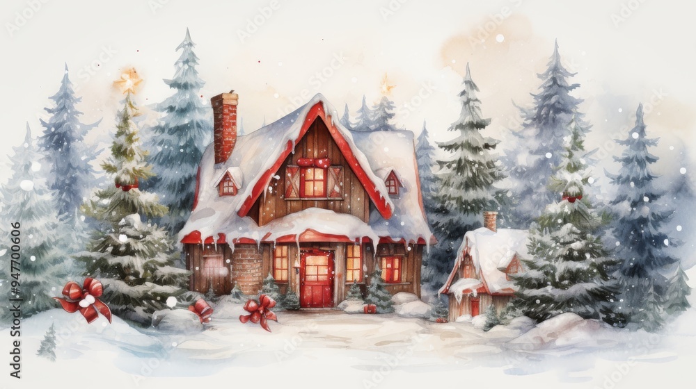 Merry Christmas Festival Watercolor Generative AI Merry Christmas Festival Watercolor Generative AI