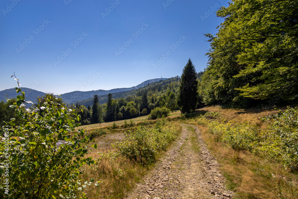 Mountainous mountain landscape on a hot summer day in late summer Mountainous mountain landscape on a hot summer day in late summer