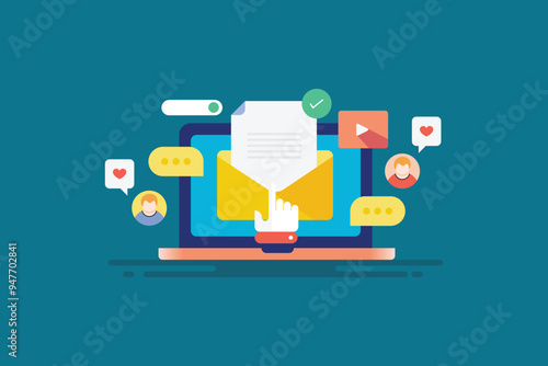 Email strategy for better customer response, using multiple content format, sending message to subscribers, digital marketing communication vector illustration concept.
