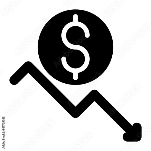 recession, economic, severe decline, dropping, business solid or glyph icon
