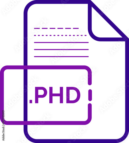PHD File extension icon color fill rounded corners inside transparent