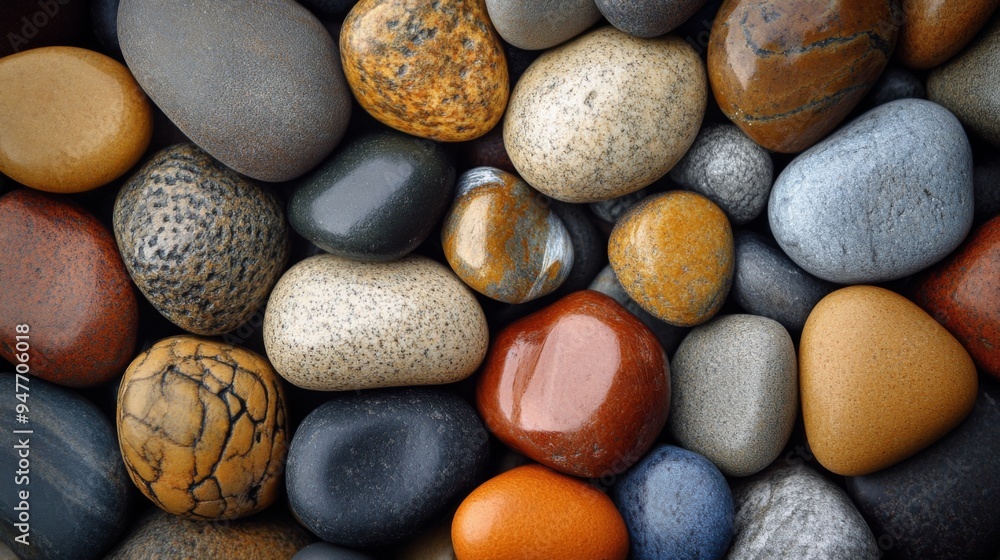 A Beautiful Collection of Colorful Pebbles and Stones Perfect for a Decorative Background A Beautiful Collection of Colorful Pebbles and Stones Perfect for a Decorative Background