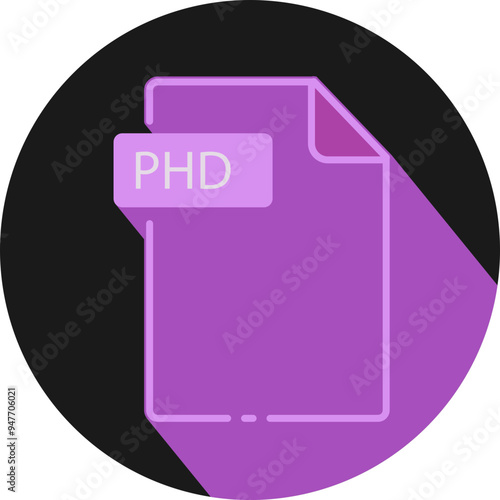 PHD File fomat minimal icon with circle outside