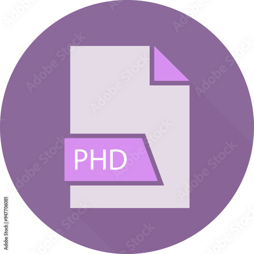 PHD File format icon  in shapes and circular shape outside