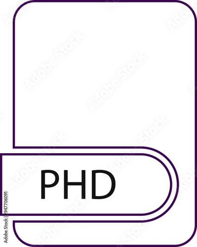 PHD File format icon black outline and light color