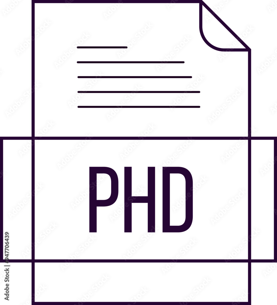 PHD File icon crisp thick outline sharp corners PHD File icon crisp thick outline sharp corners