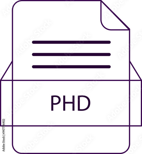 PHD File icon black outline