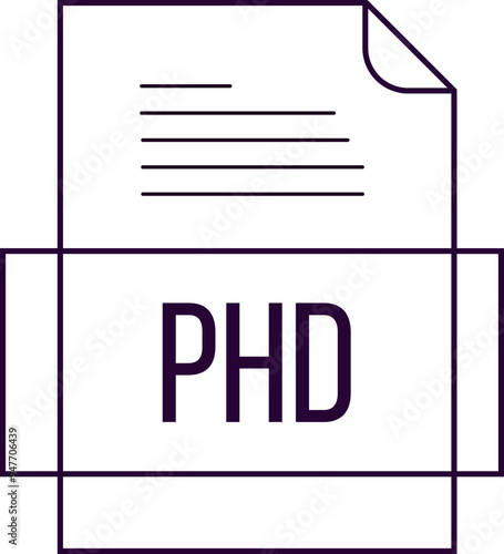 PHD File icon crisp thick outline sharp corners