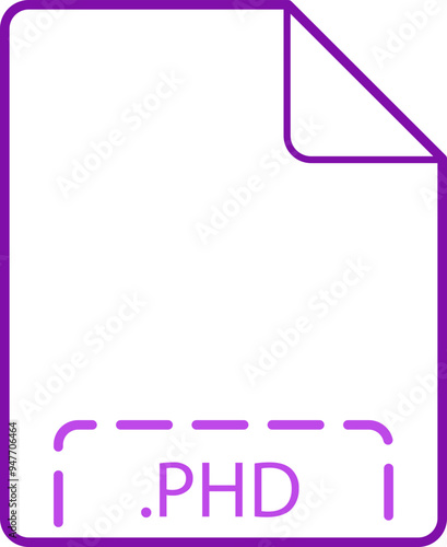 PHD File icon deep rounded outline