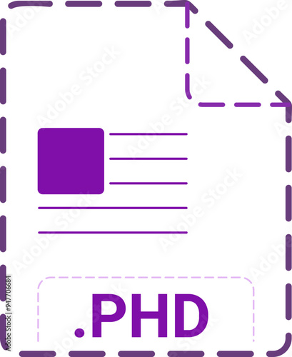 PHD File icon minsk dashed rounded outline