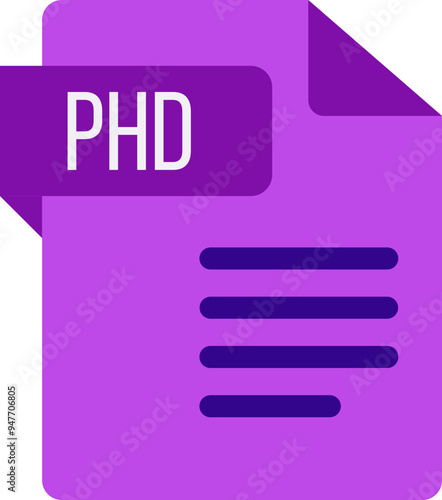 PHD File icon with dark ciolor and folded doc