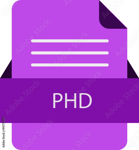 PHD file icon with color and rounded corners and folded doc