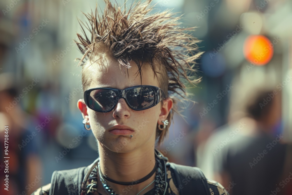 Informal punk boy on the city street Informal punk boy on the city street