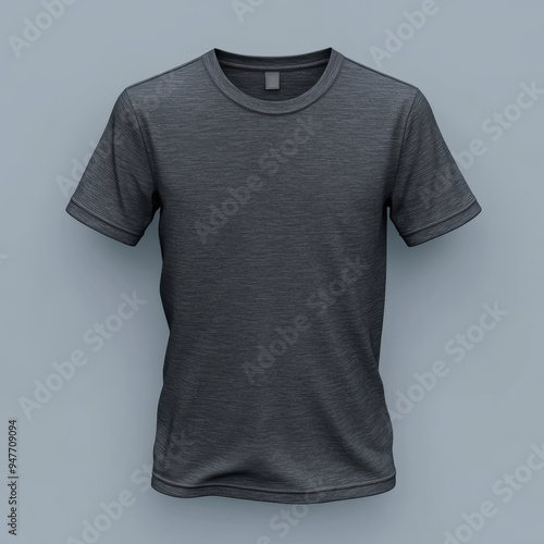 Heather Gray T-Shirt Mockup on Light Gray Background - Perfect for Fashion Design and E-Commerce Product Display - High-Quality Front View Mockup