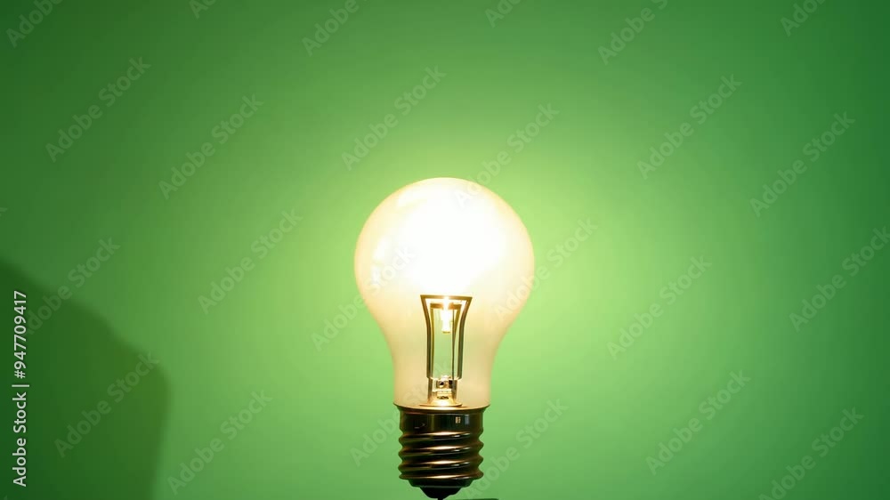 Lightbulb is showing different states of a lighting cycle with a green background Lightbulb is showing different states of a lighting cycle with a green background