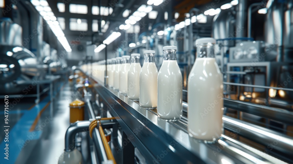 Fototapeta premium The Bottled Milk Production.