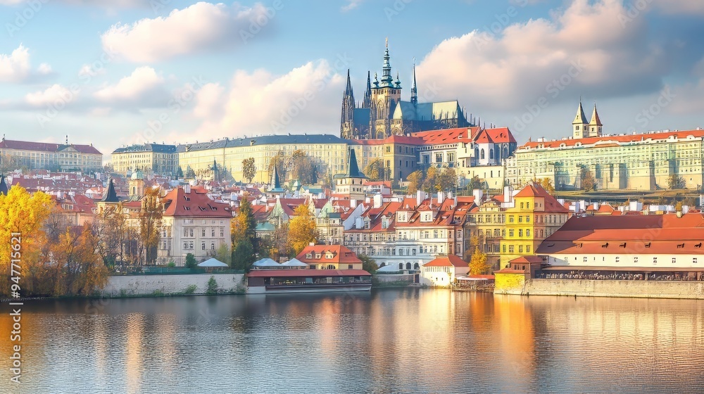 Fototapeta premium Gothic Castle in Prague by Vltava