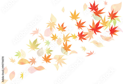 Wallpaper Mural 水彩　色とりどり風で舞い散る秋の紅葉 Torontodigital.ca