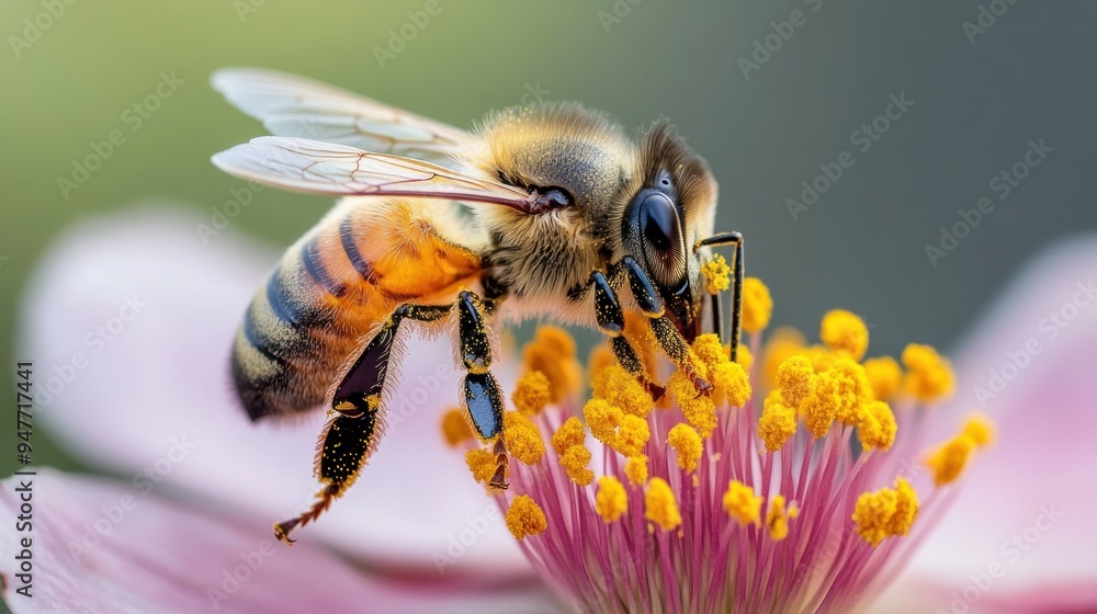 Bee on a Pink Flower Bee on a Pink Flower