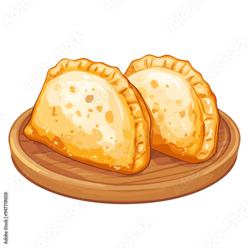Empanadas on a Plate - Delicious Food Illustration