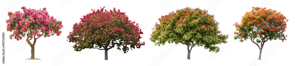 Obraz premium Blooming tree png cut out element set