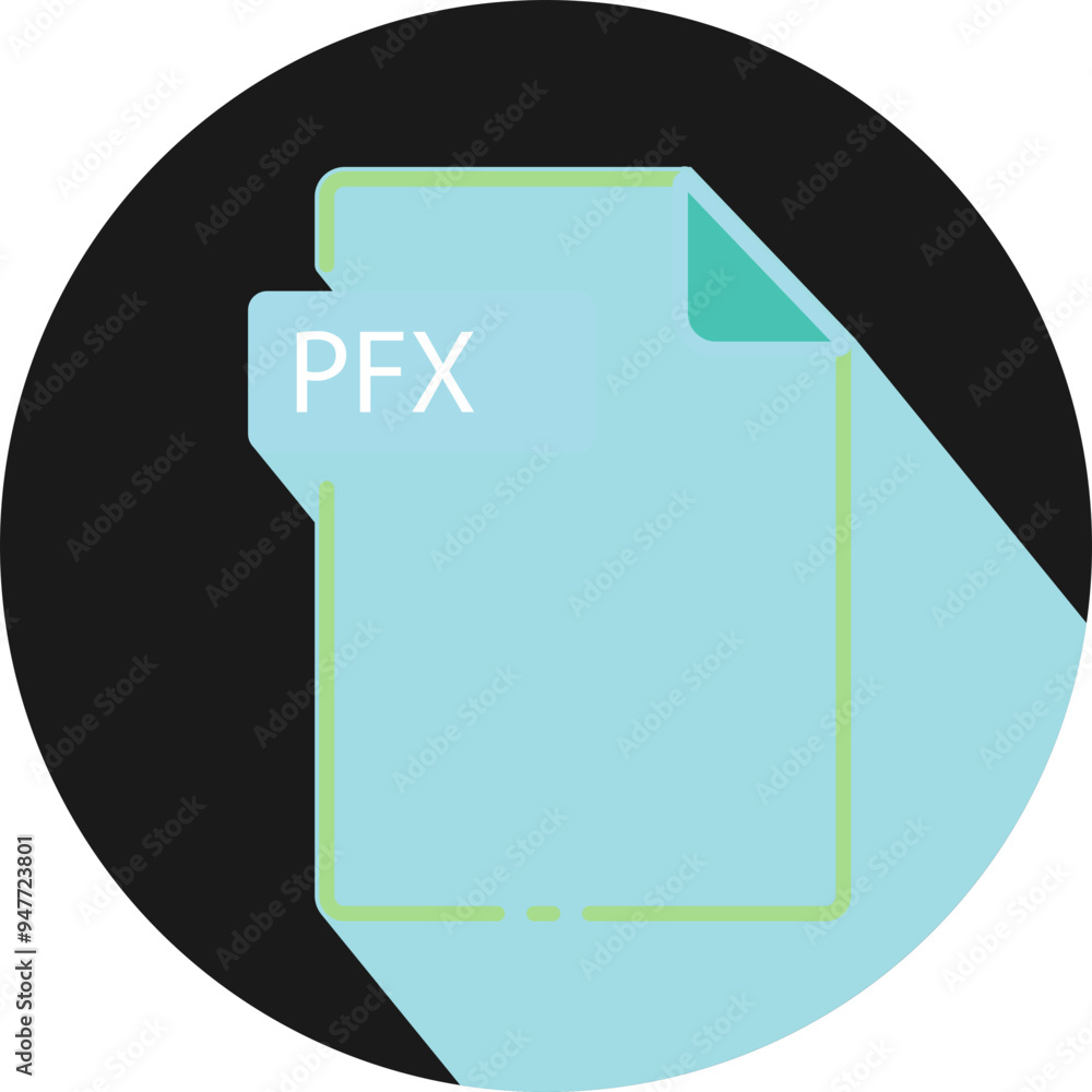PFX File fomat minimal icon with circle outside PFX File fomat minimal icon with circle outside