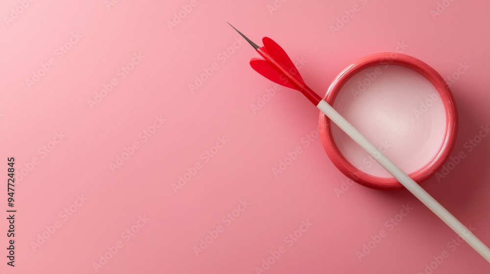 A close-up view of a red target with an arrow, symbolizing precision and focus on a soft pink background. A close-up view of a red target with an arrow, symbolizing precision and focus on a soft pink background.