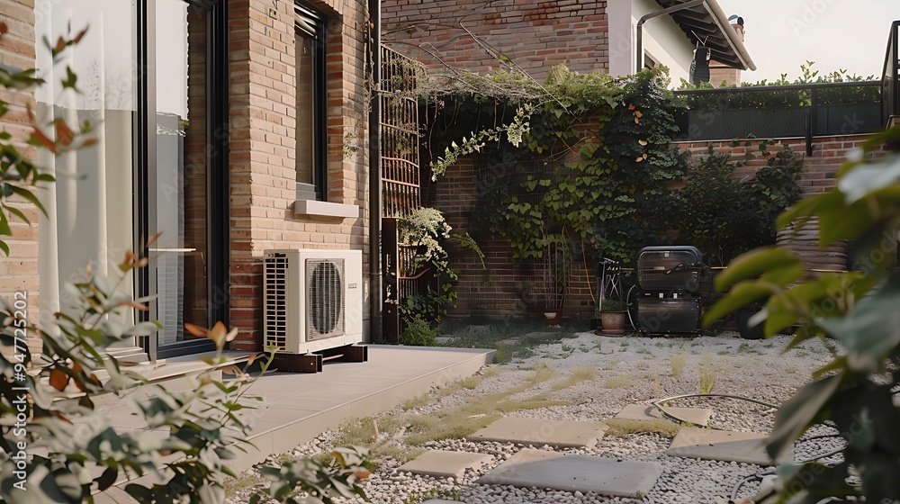 An airborne stream heat pump unit in an elegant brick residency