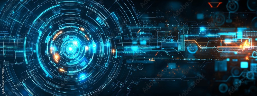A futuristic electronic circuit technology background in abstract form A futuristic electronic circuit technology background in abstract form