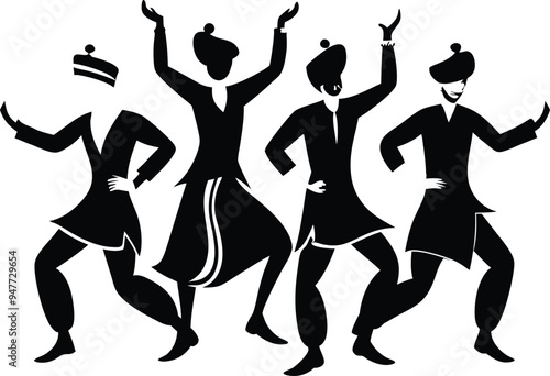 Sufi People Dance Minimalist Black Silhouette Vector Collection