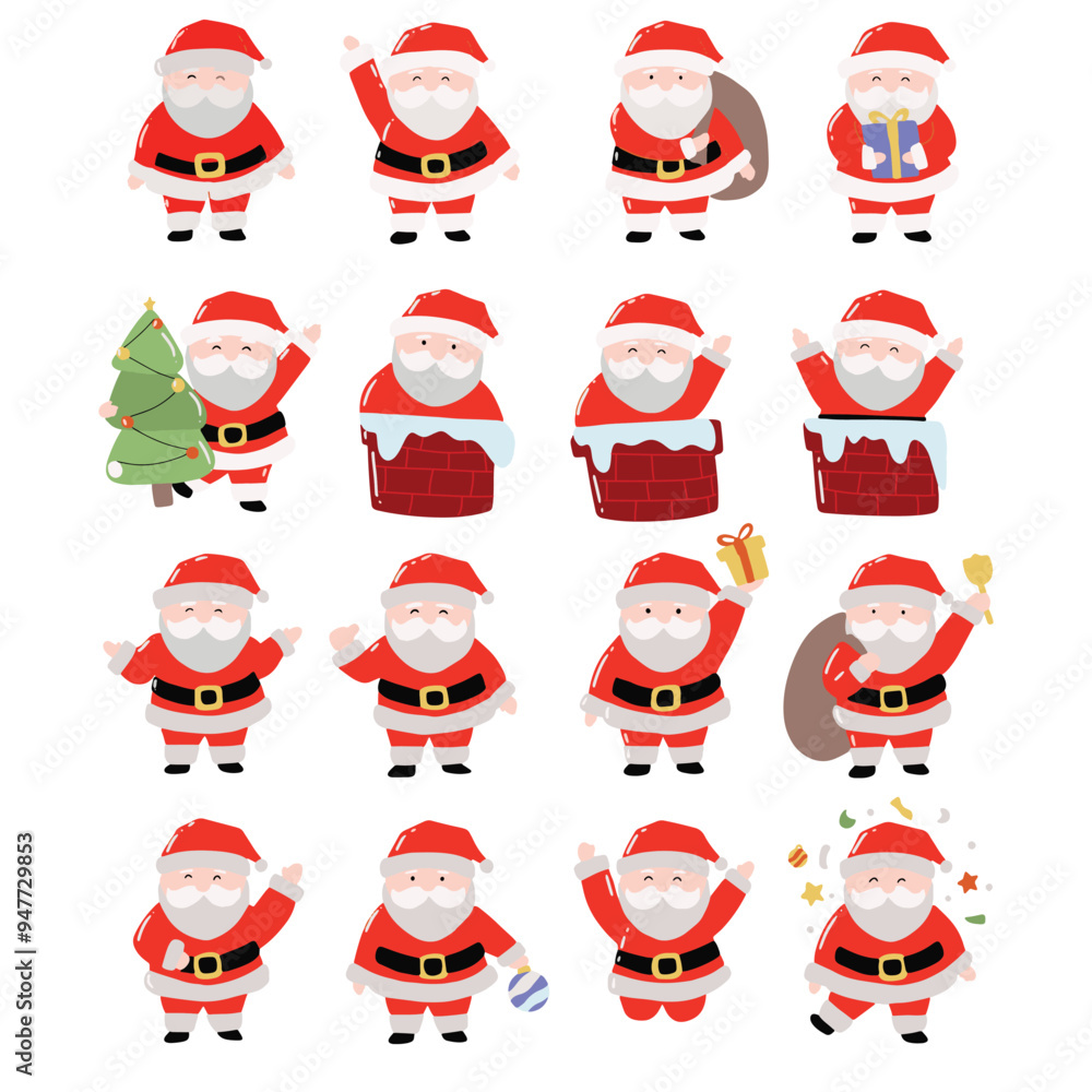 set off cartoon santa claus character design element. christmas character set off cartoon santa claus character design element. christmas character
