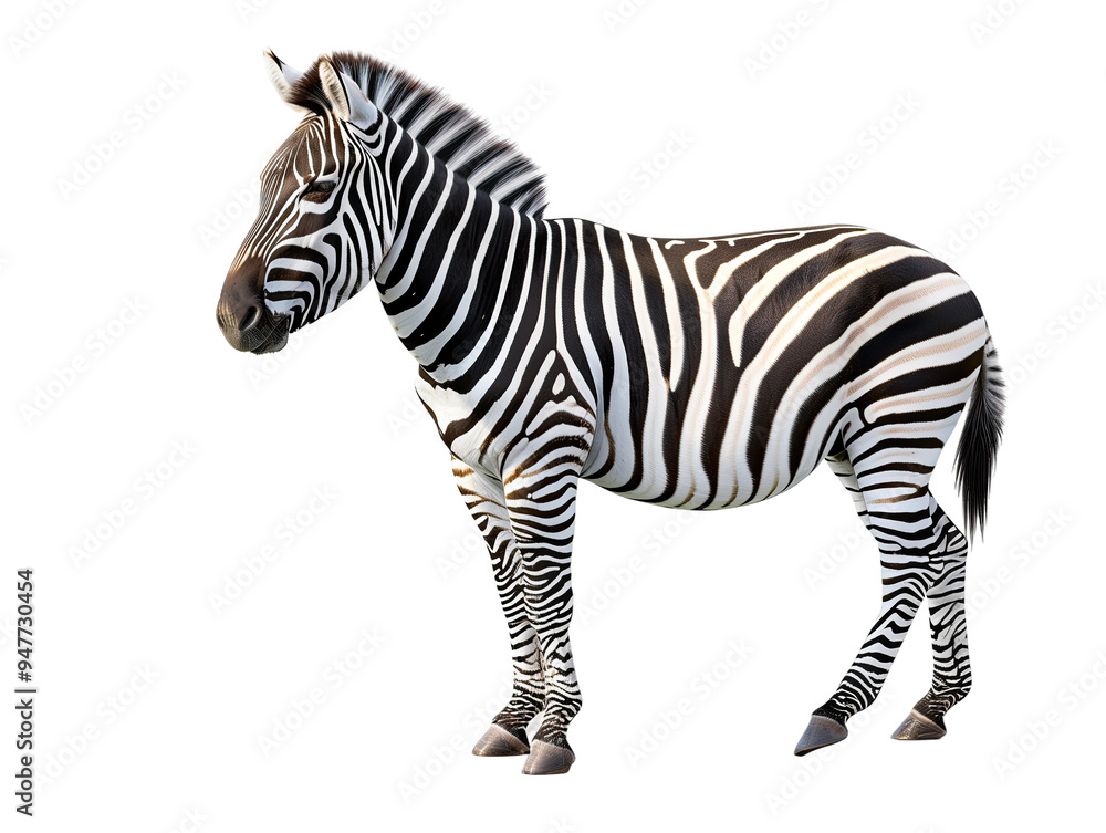 Obraz premium Isolated Zebra on Transparent Background