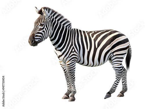 Isolated Zebra on Transparent Background 