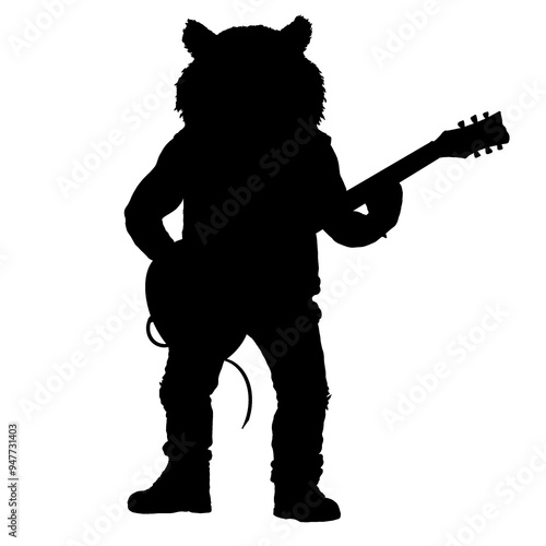 Tiger Guitarist Silhouette 2