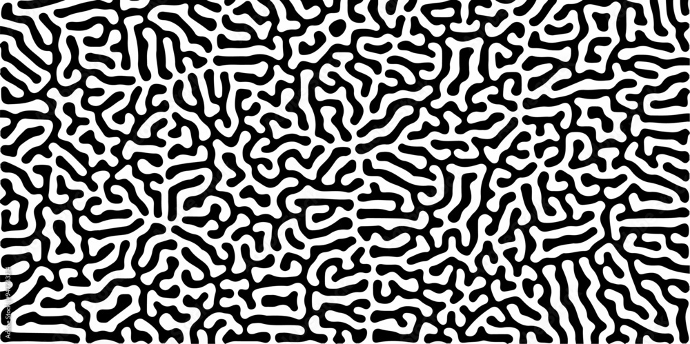 Fototapeta premium Abstract seamless turing pattern minimal organic geometric white background. black bold line abstract pattern Transparent monochrome striped texture, seamless pattern, modern stylish texture.