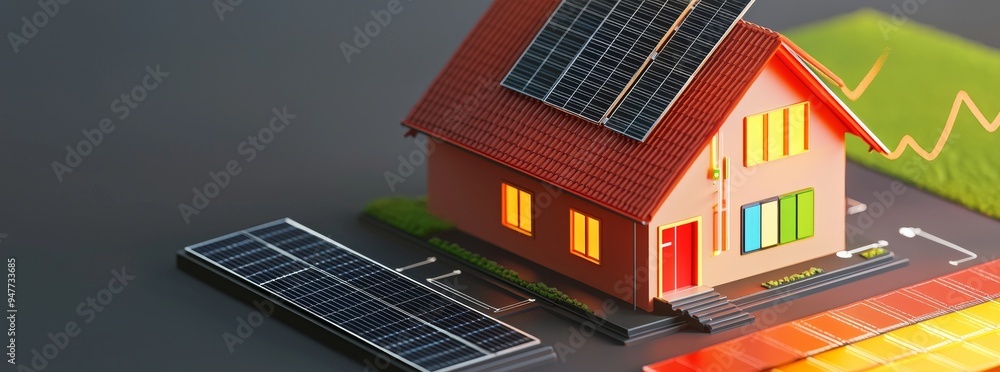 Stock image of futuristic generic smart home with solar panels rooftop for renewable energy concepts - stock photo Stock image of futuristic generic smart home with solar panels rooftop for renewable energy concepts - stock photo