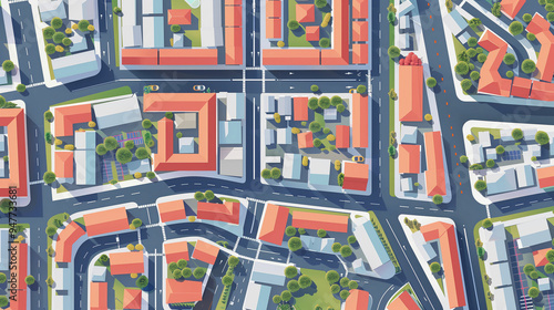 Bravisismo city map: an aerial view of a flat-style cityscape photo