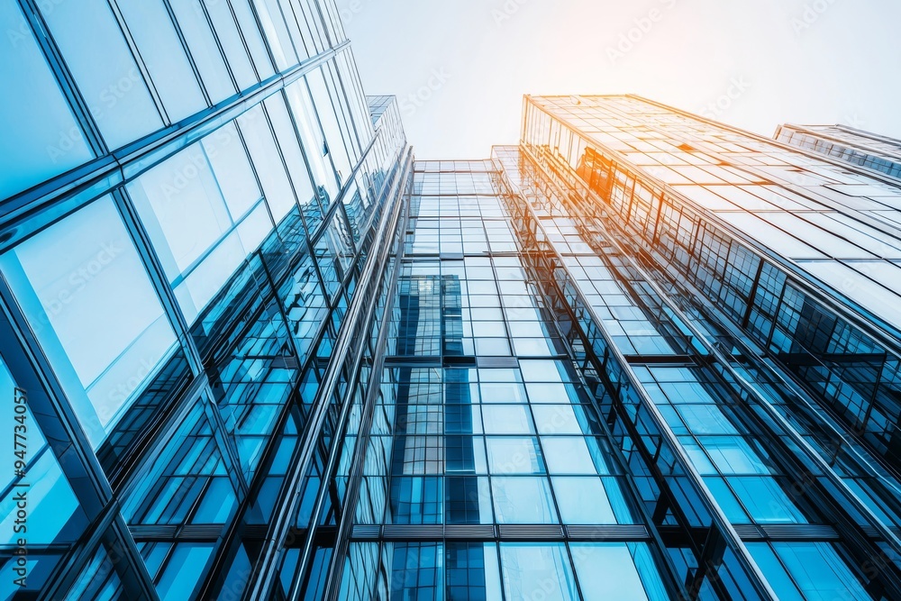 Obraz premium Skyscraper business office buildings. Top-down view of a big modern city urban landscape. Stock image.