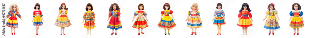 Retro fashion doll png cut out element set Retro fashion doll png cut out element set