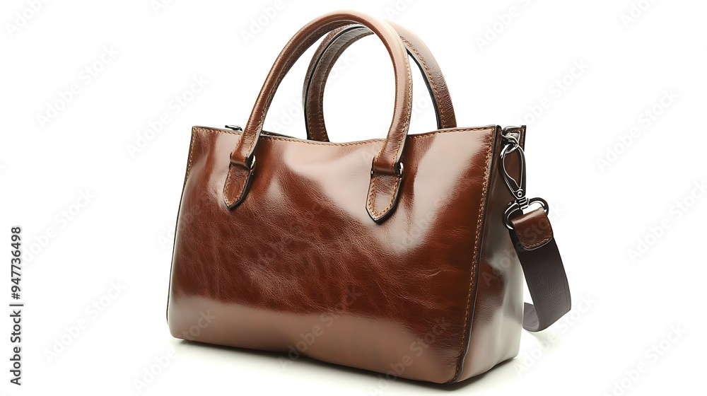 Elegant Brown Leather Handbag on White Background with Minimal Shadows, Isolated Stylish Image Elegant Brown Leather Handbag on White Background with Minimal Shadows, Isolated Stylish Image