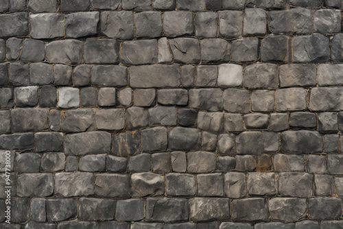 Processed collage of old european cobble stone pavement texture. Background for banner