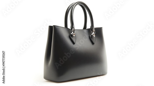 Elegant Classic Small Leather Handbag on White Background