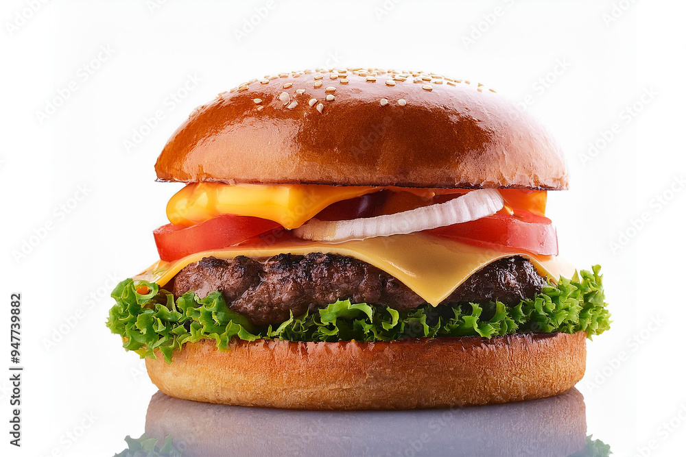 Isolated Delicious Burger Before White Background Isolated Delicious Burger Before White Background