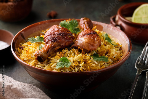 Chicken Biriyani Served on a Plate