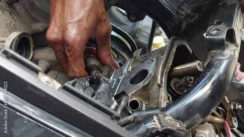 People Disassemble Metic Motorcycle Engine
