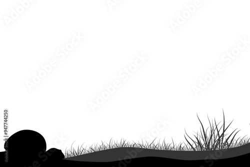 meadow ground landscape silhouette. 