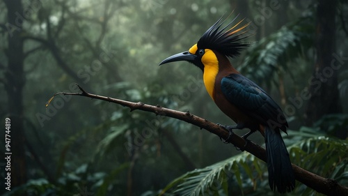 Bird, Vogelkop Superb bird-of-paradise in their environment